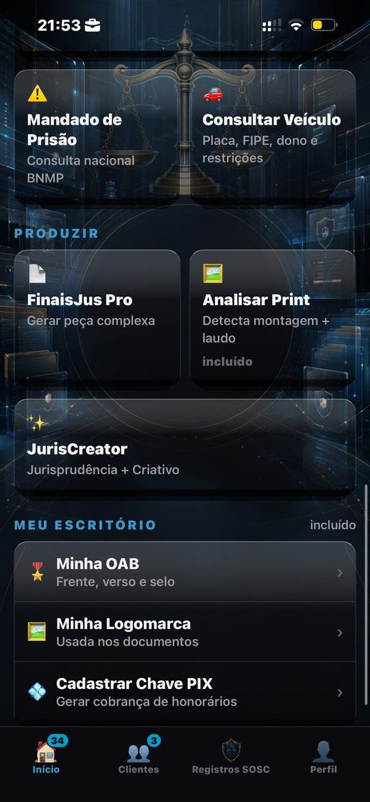 Início: Consultas, Produzir e Meu Escritório