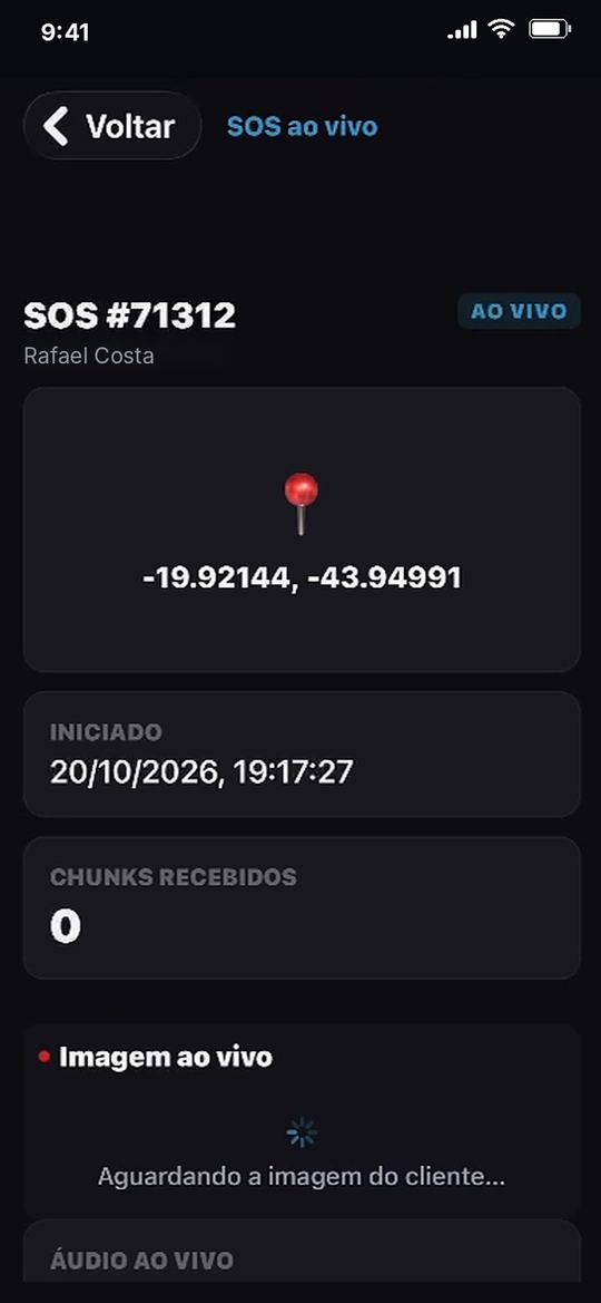 SOS ao vivo com localização