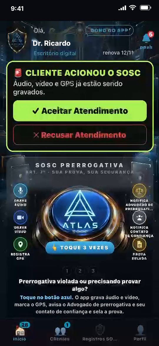 Chamado recebido pelo Advogado